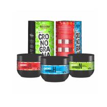 Kit 03 Potes Creme Cronograma Capilar Hidratação Nutrição Reconstrução Cabelos Uso Profissional Original Rhenuks