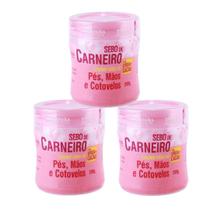 Kit 03 Potes Creme Hidratação Corporal Sebo de Carneiro Original Rhenuks Pés Mãos e Cotovelos A Pronta Entrega