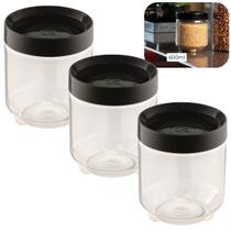 Kit 03 Potes Organizador Conecta 600ml Preto com Tampa Empilhável UZ