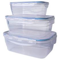 Kit 03 Potes Plástico Herméticos 500/1000/1500ml Food Lock