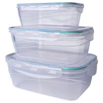 Kit 03 Potes Plástico Herméticos 500/1000/1500ml Food Lock