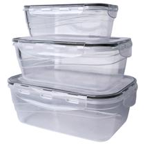 Kit 03 Potes Plástico Herméticos 500/1000/1500ml Food Lock
