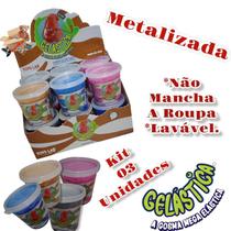 Kit 03 Potes Slime Amoeba Geleca Geleinha Gelastica - Luccas Neto - Brilha No Escuro - Glitter - Metalizada - Toys Lab