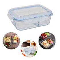 Kit 03 Potes Vidro Retangular 1520Ml Hermético Livre De Bpa