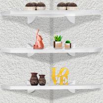 Kit 03 Prateleira De Parede De Canto Organizadora P/ Quarto Sala Cozinha Em MDP 35 X 35 cm Branco Kit 03 Prateleira De Parede De Canto Organizadora P/ Quarto Sala Cozinha Em MDP 35 X 35 cm Branco