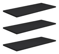 Kit 03 Prateleiras 40x15cm Preto MDF Decorativa Sala Banheiro Cozinha Quarto Simples Esmalteria Parede Porta