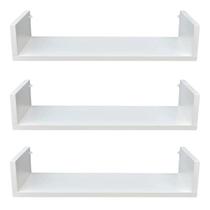 Kit 03 Prateleiras U 60cm Branco Livros Decoração Fotos Quarto Sala Banheiro Cozinha