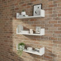 Kit 03 Prateleiras U 60cm Branco Livros Decoração Fotos Quarto Sala Banheiro Cozinha Kit 03 Prateleiras U 60cm Branco Livros Decoração Fotos Quarto Sala Banheiro Cozinha