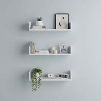 Kit 03 Prateleiras U MDF Branco 60cm Livros Sala Cozinha Banheiro Decoração Quarto Kit 03 Prateleiras U MDF Branco 60cm Livros Sala Cozinha Banheiro Decoração Quarto
