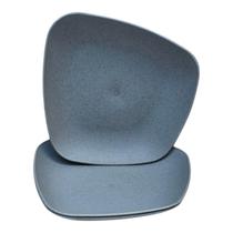 Kit 03 Pratos Plastico Duro Resistente Sobremesa Cinza