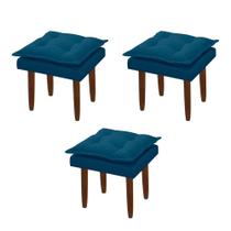 Kit 03 Puff Maria para Sala de TV e Estar Quarto Confortável Suede Azul Marinho MABE MAGAZINE Kit 03 Puff Maria para Sala de TV e Estar Quarto Confortável Suede Azul Marinho MABE MAGAZINE