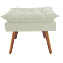 Kit 03 Puff Opala decorativo Pés em Madeira Sala de Estar Recepção Consultório Tecido Sintético Bege - KDAcanto Móveis