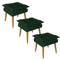 Kit 03 Puff Puf Banqueta Opala Para Quarto Sala Recepção Suede Verde - Ninho Decor Kit 03 Puff Puf Banqueta Opala Para Quarto Sala Recepção Suede Verde - Ninho Decor