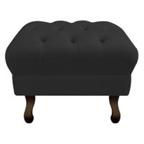 Kit 03 Puff Retrô Capitonê Decorativo Pé em Madeira Sala de Estar Recepção Escritório Tecido Sintético Preto - KDAcanto Móveis Kit 03 Puff Retrô Capitonê Decorativo Pé em Madeira Sala de Estar Recepção Escritório Tecido Sintético Preto - KDAcanto Móveis
