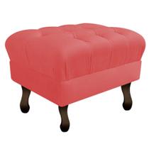 Kit 03 Puff Retrô Capitonê Decorativo Pé em Madeira Sala de Estar Recepção Escritório Tecido Sintético Vermelho - KDAcanto Móveis Kit 03 Puff Retrô Capitonê Decorativo Pé em Madeira Sala de Estar Recepção Escritório Tecido Sintético Vermelho - KDAcanto Móveis