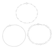 Kit 03 Pulseiras De Prata 925 Bolas Corações