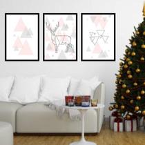 Kit 03 Quadros Decorativos Alce Geométrico Triângulo Kit 03 Quadros Decorativos Alce Geométrico Triângulo