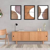 Kit 03 Quadros Decorativos Amor Fé Gratidão Abstrato