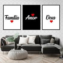 Kit 03 Quadros Decorativos Família Deus E Amor