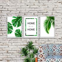 Kit 03 Quadros Decorativos "Folhagem Home Sweet Home" 43x33 Cada - D'Rossi Kit 03 Quadros Decorativos "Folhagem Home Sweet Home" 43x33 Cada - D'Rossi