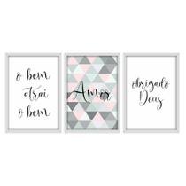 Kit 03 Quadros Decorativos "Frases Amor" 43x33 cm - D'Rossi