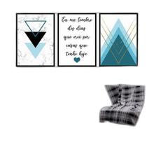 Kit 03 Quadros Decorativos Geométrico Eu Lembro Turquesa Kit 03 Quadros Decorativos Geométrico Eu Lembro Turquesa