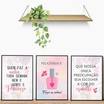 Kit 03 Quadros Decorativos Manicure e Beleza Salão, Estúdio ou Espaço Nails Com Moldura Kit 03 Quadros Decorativos Manicure e Beleza Salão, Estúdio ou Espaço Nails Com Moldura