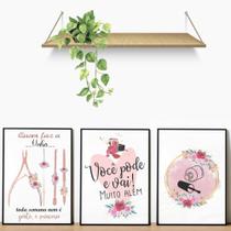 Kit 03 Quadros Decorativos Manicure e Beleza Salão, Estúdio ou Espaço Nails Com Moldura