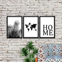 Kit 03 Quadros Decorativos "Mapa" 43x33 Cm Cada - D'Rossi Kit 03 Quadros Decorativos "Mapa" 43x33 Cm Cada - D'Rossi