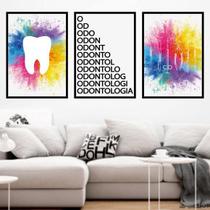Kit 03 Quadros Decorativos Odontologia Dente Colorido Kit 03 Quadros Decorativos Odontologia Dente Colorido