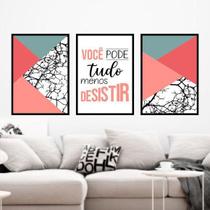 Kit 03 Quadros Decorativos Você Pode Tudo Rosa Kit 03 Quadros Decorativos Você Pode Tudo Rosa