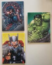 Kit 03 quadros infantis personagens da Marvel