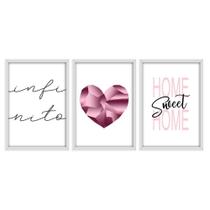 Kit 03 Quadross "Pink Heart" 43X33X1Cm