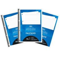 Kit 03 Refil Caderno Argolado Fichário Tiliflex Universitário Pautado Académie 56g/m² 80 Folhas Tilibra
