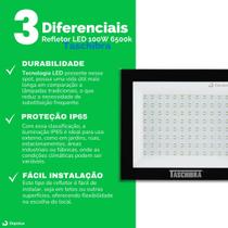 Kit 03 Refletor Led 100w 6500k Luz Branco Frio Taschibra