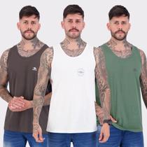 Kit 03 Regatas Nicoboco Branca Cinza e Verde