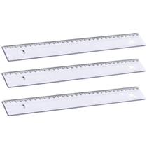 Kit 03 Réguas 30cm Poliestireno Transparente Cristal - Acrimet