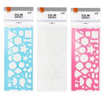 Kit 03 Réguas Formas Geométricas 20cm Colorida Transparente BRW Kit 03 Réguas Formas Geométricas 20cm Colorida Transparente BRW