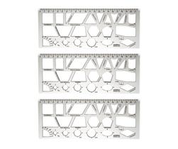 Kit 03 Réguas Formas Geométricas Cristal 21cm Waleu