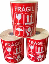 Kit 03 Rolos De Etiqueta Adesiva Selo Frágil 105x75mm 500 unidades