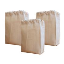 Kit 03 Sacos Ecológicos de Algodão Multiuso com cordão de Algodão