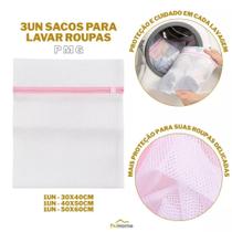 Kit 03 Sacos Protetor Para Lavagem De Roupa P M G Duhome Saco para Maquina de Lavar Protege Roupas Kit 03 Sacos Protetor Para Lavagem De Roupa P M G Duhome Saco para Maquina de Lavar Protege Roupas