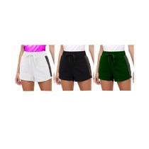 Kit 03 Short Feminino Viscolycra Telinha Lateral Moda Praia - Delverano