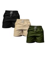 Kit 03 Shorts de Linho grosso casual