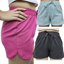 Kit 03 Shorts Feminino Tactel Elastano