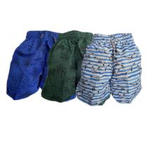 Kit 03 Shorts Infantil Masculino Bermuda Moda Praia em Poliéster - Diversão e Conforto para os Pequenos Kit 03 Shorts Infantil Masculino Bermuda Moda Praia em Poliéster - Diversão e Conforto para os Pequenos