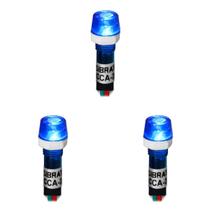 Kit 03 Sinaleiros Iluminado 9mm CCA-220B LED 127V / 220V Sibratec - Azul Kit 03 Sinaleiros Iluminado 9mm CCA-220B LED 127V / 220V Sibratec - Azul