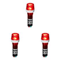 Kit 03 Sinaleiros Iluminado 9mm CCA-24R LED 24Vcc / Vca Sibratec - Vermelho