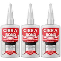 Kit 03 Super Adesivo Instantâneo Universal Cibra Bond 100g