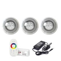 Kit 03 Super Led 9w Rgb Luxpool+ Central Touch + Fonte 12v+Nicho